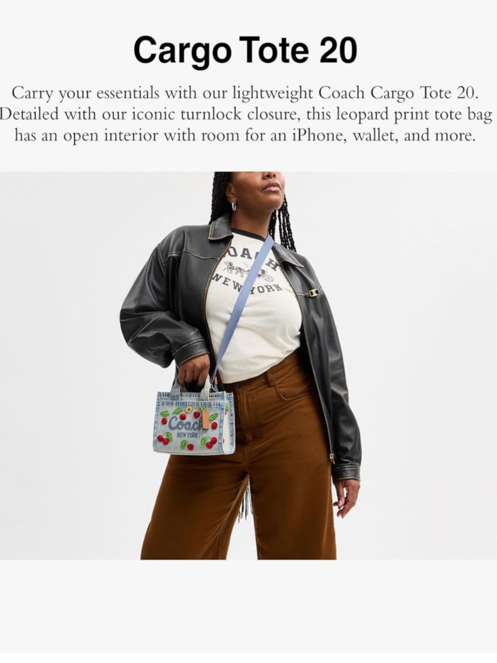 COACH BUNDLE: Coach Denim Cherry Embroidered Cargo Tote & Coach Star Crossbody - Picture 5 of 15